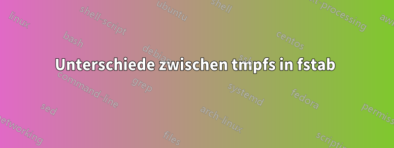 Unterschiede zwischen tmpfs in fstab
