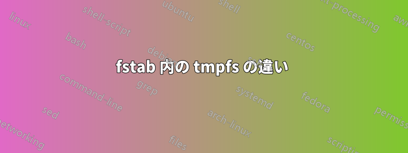 fstab 内の tmpfs の違い