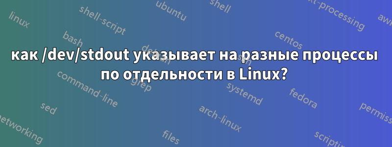 как /dev/stdout указывает на разные процессы по отдельности в Linux?