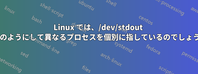 Linux では、/dev/stdout はどのようにして異なるプロセスを個別に指しているのでしょうか?