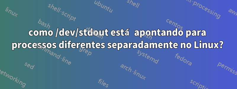 como /dev/stdout está apontando para processos diferentes separadamente no Linux?