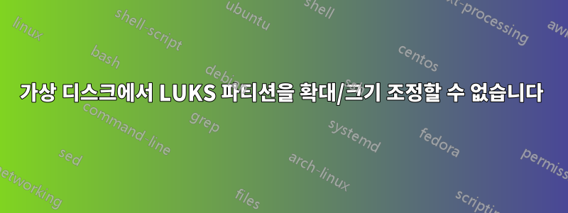 가상 디스크에서 LUKS 파티션을 확대/크기 조정할 수 없습니다