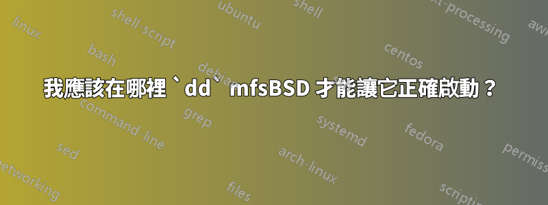 我應該在哪裡 `dd` mfsBSD 才能讓它正確啟動？