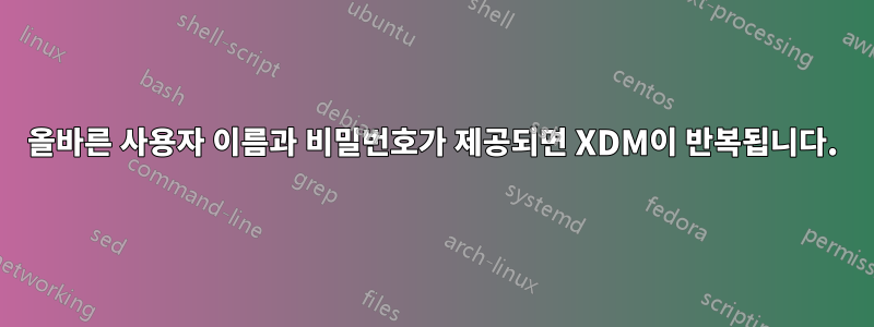 올바른 사용자 이름과 비밀번호가 제공되면 XDM이 반복됩니다.