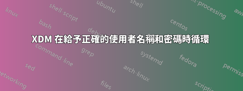 XDM 在給予正確的使用者名稱和密碼時循環