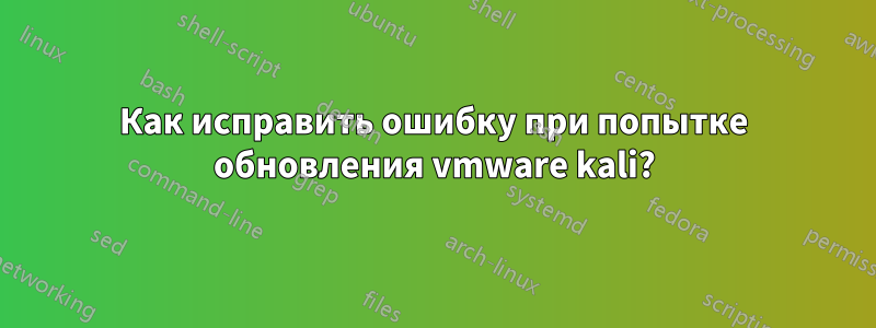 Как исправить ошибку при попытке обновления vmware kali?