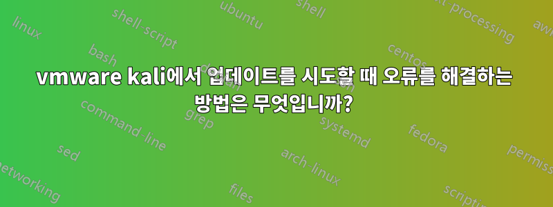 vmware kali에서 업데이트를 시도할 때 오류를 해결하는 방법은 무엇입니까?