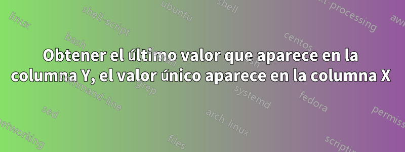 Obtener el último valor que aparece en la columna Y, el valor único aparece en la columna X
