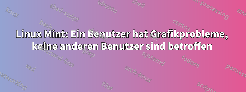 Linux Mint: Ein Benutzer hat Grafikprobleme, keine anderen Benutzer sind betroffen