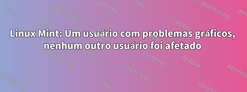 Linux Mint: Um usuário com problemas gráficos, nenhum outro usuário foi afetado