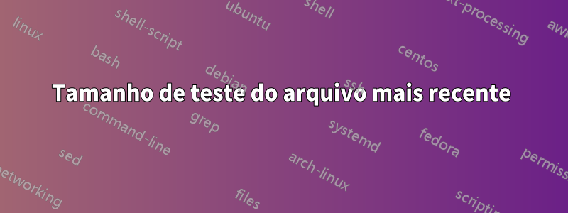 Tamanho de teste do arquivo mais recente