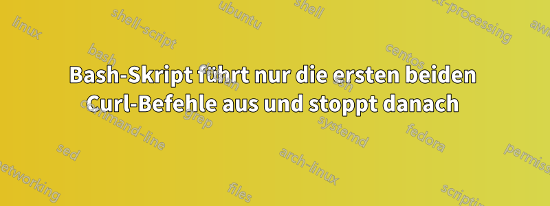 Bash-Skript führt nur die ersten beiden Curl-Befehle aus und stoppt danach