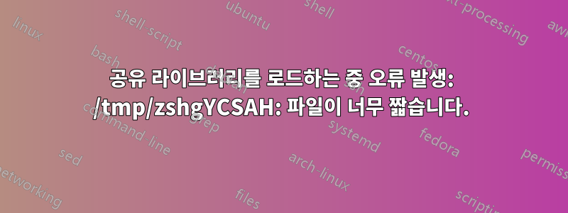 공유 라이브러리를 로드하는 중 오류 발생: /tmp/zshgYCSAH: 파일이 너무 짧습니다.