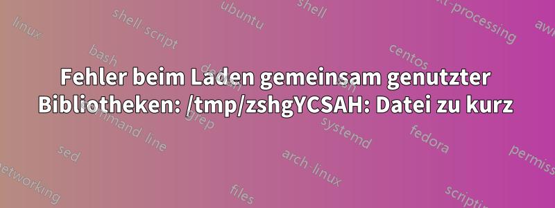 Fehler beim Laden gemeinsam genutzter Bibliotheken: /tmp/zshgYCSAH: Datei zu kurz