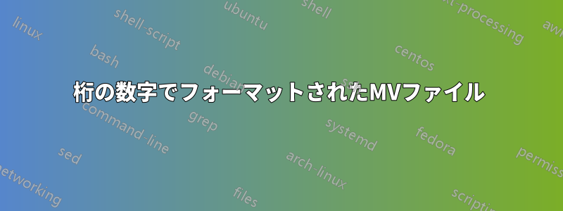 2桁の数字でフォーマットされたMVファイル