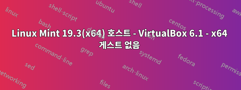 Linux Mint 19.3(x64) 호스트 - VirtualBox 6.1 - x64 게스트 없음