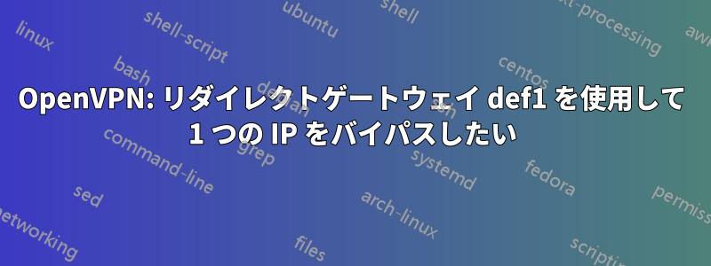 OpenVPN: リダイレクトゲートウェイ def1 を使用して 1 つの IP をバイパスしたい