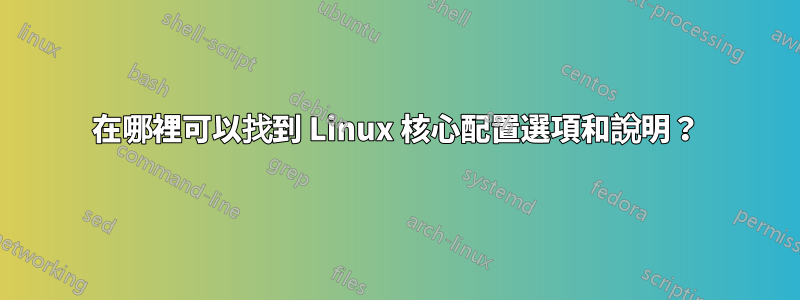 在哪裡可以找到 Linux 核心配置選項和說明？