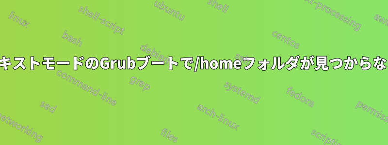 テキストモードのGrubブートで/homeフォルダが見つからない