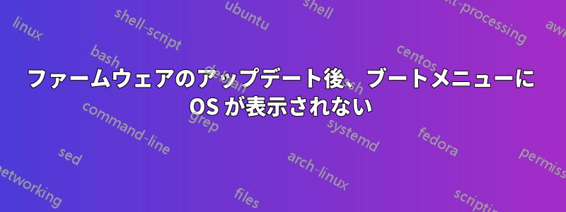 ファームウェアのアップデート後、ブートメニューに OS が表示されない