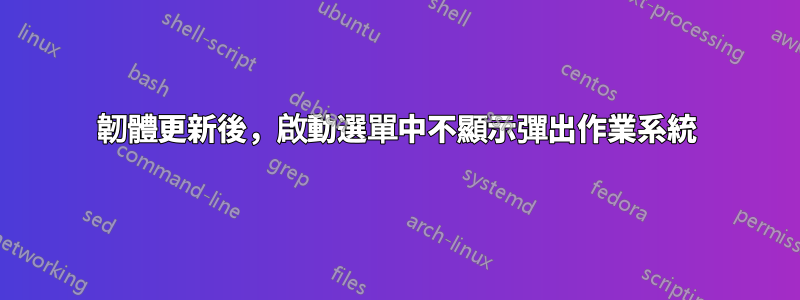 韌體更新後，啟動選單中不顯示彈出作業系統