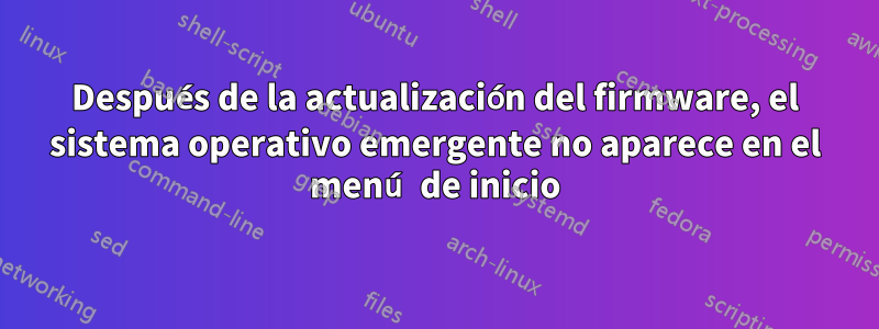 Después de la actualización del firmware, el sistema operativo emergente no aparece en el menú de inicio