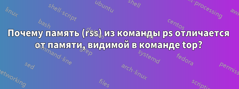 Почему память (rss) из команды ps отличается от памяти, видимой в команде top?