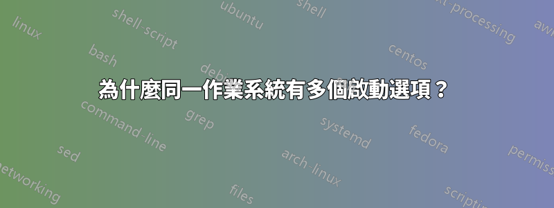 為什麼同一作業系統有多個啟動選項？