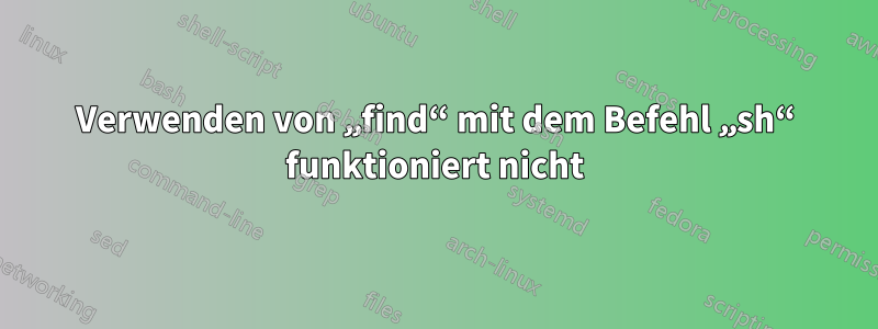 Verwenden von „find“ mit dem Befehl „sh“ funktioniert nicht