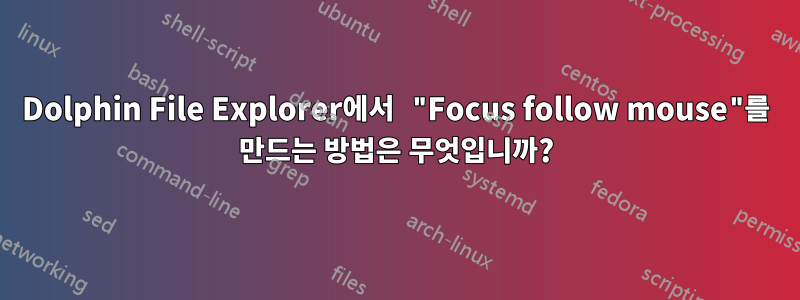 Dolphin File Explorer에서 "Focus follow mouse"를 만드는 방법은 무엇입니까?