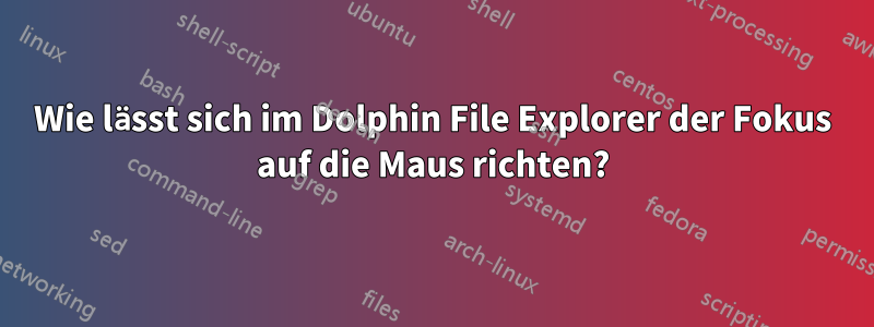 Wie lässt sich im Dolphin File Explorer der Fokus auf die Maus richten?