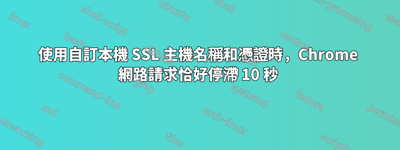 使用自訂本機 SSL 主機名稱和憑證時，Chrome 網路請求恰好停滯 10 秒