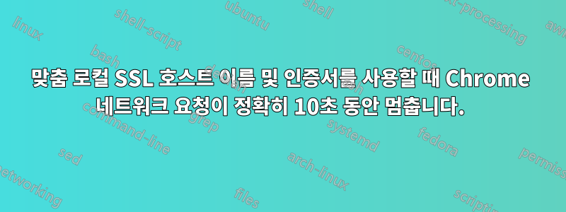 맞춤 로컬 SSL 호스트 이름 및 인증서를 사용할 때 Chrome 네트워크 요청이 정확히 10초 동안 멈춥니다.