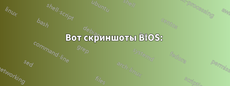 Вот скриншоты BIOS: