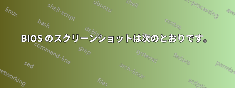 BIOS のスクリーンショットは次のとおりです。