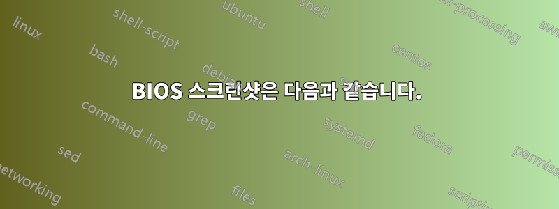 BIOS 스크린샷은 다음과 같습니다.