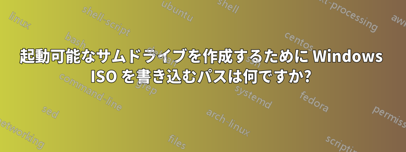 起動可能なサムドライブを作成するために Windows ISO を書き込むパスは何ですか?