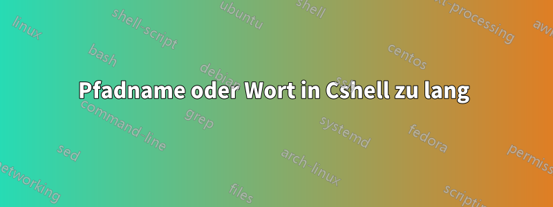 Pfadname oder Wort in Cshell zu lang