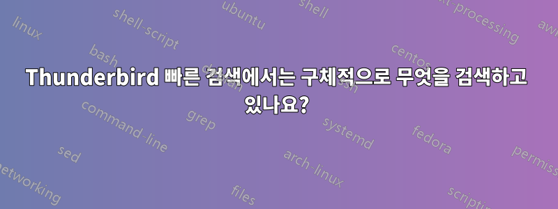 Thunderbird 빠른 검색에서는 구체적으로 무엇을 검색하고 있나요?