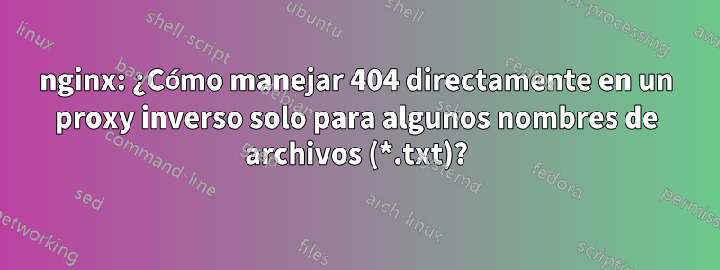 nginx: ¿Cómo manejar 404 directamente en un proxy inverso solo para algunos nombres de archivos (*.txt)?