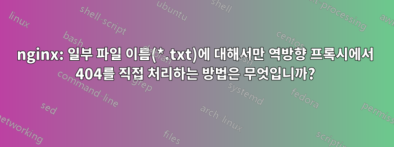 nginx: 일부 파일 이름(*.txt)에 대해서만 역방향 프록시에서 404를 직접 처리하는 방법은 무엇입니까?