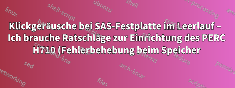 Klickgeräusche bei SAS-Festplatte im Leerlauf – Ich brauche Ratschläge zur Einrichtung des PERC H710 (Fehlerbehebung beim Speicher)