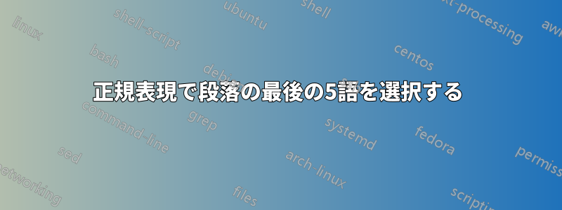 正規表現で段落の最後の5語を選択する