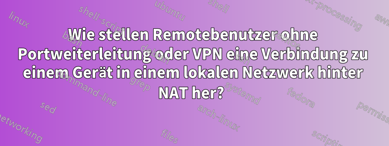 Wie stellen Remotebenutzer ohne Portweiterleitung oder VPN eine Verbindung zu einem Gerät in einem lokalen Netzwerk hinter NAT her? 