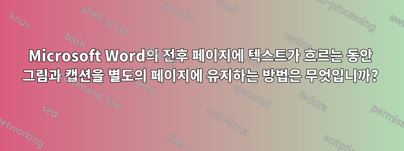 Microsoft Word의 전후 페이지에 텍스트가 흐르는 동안 그림과 캡션을 별도의 페이지에 유지하는 방법은 무엇입니까?