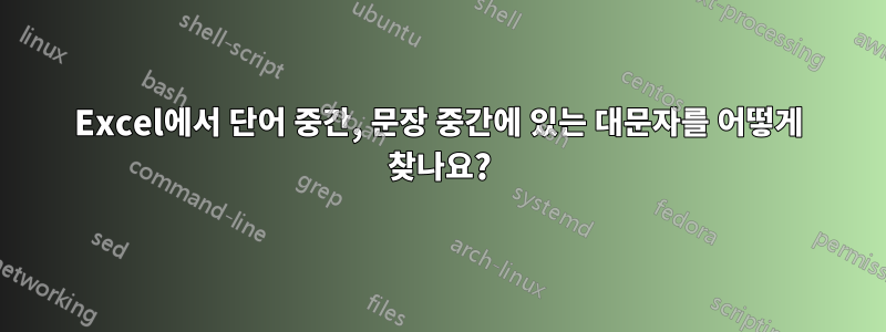 Excel에서 단어 중간, 문장 중간에 있는 대문자를 어떻게 찾나요?