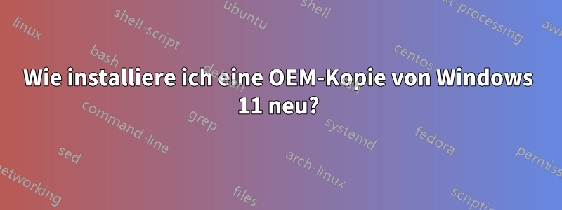 Wie installiere ich eine OEM-Kopie von Windows 11 neu?