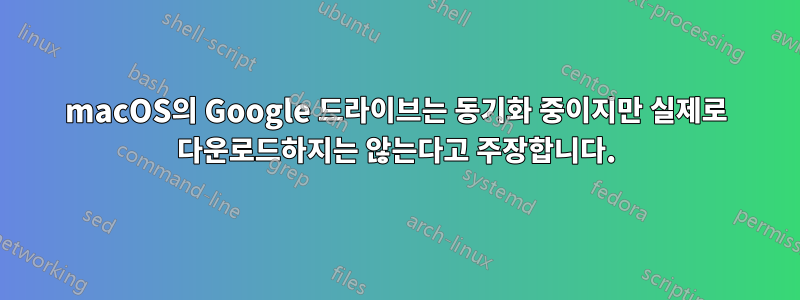 macOS의 Google 드라이브는 동기화 중이지만 실제로 다운로드하지는 않는다고 주장합니다.