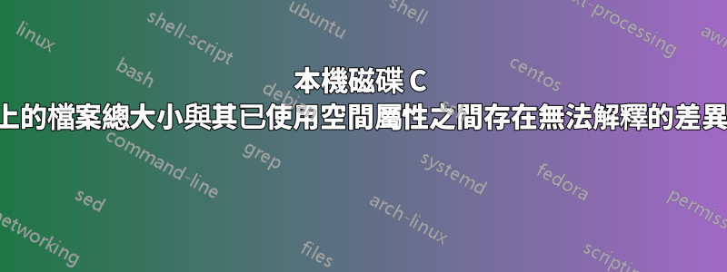 本機磁碟 C 上的檔案總大小與其已使用空間屬性之間存在無法解釋的差異 