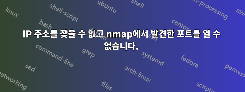 IP 주소를 찾을 수 없고 nmap에서 발견한 포트를 열 수 없습니다.